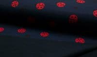 Luxury PRINTED Soft Shell Waterproof Breathable Fabric Material - LADY BUG NAVY